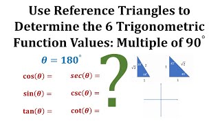 Determine 6 Trig Function Values Using a Reference Triangle: 180 Degrees (Mult of 90)