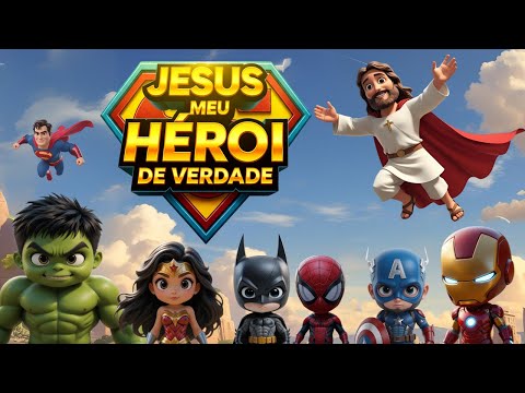 👉 Jesus é Meu Herói de Verdade 💥 Música Gospel Infantil Animada | Heróis x Jesus