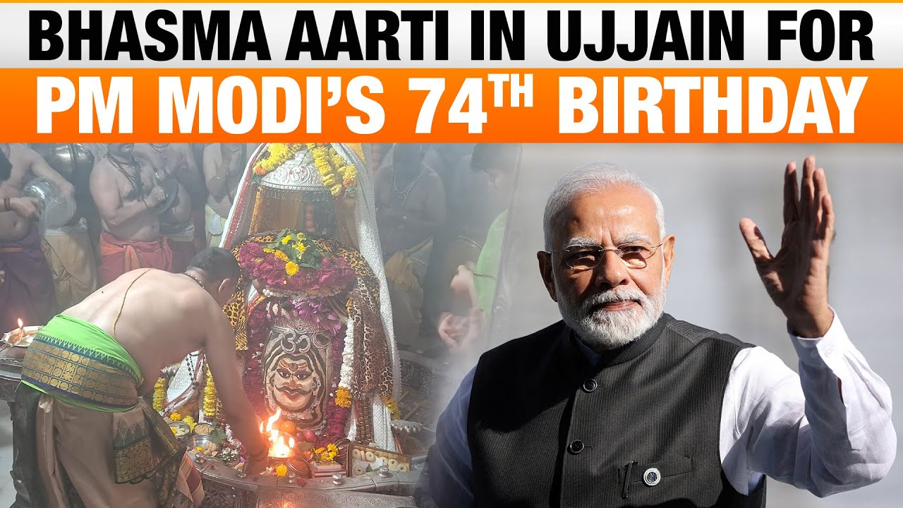 Bhasma Aarti at Mahakaleshwar Ujjain Temple for PM Modi's 74th Birthday | News9
