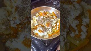 Roasted Sweet Potato Zucchini Stack with Feta &amp; Poached Eggs