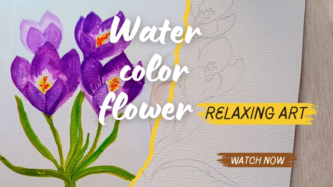 Beautiful💐🌷💐 purple💜 flower painting with watercolor.Easy watercolour🌺 painting tutorial. 