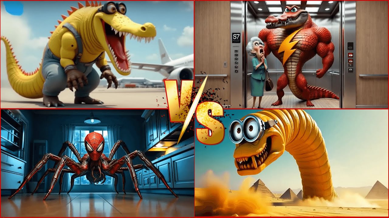 Dino Minion 🆚 McQueen’s Crocodile 🆚 CYBERWORM 🆚 Spiderman EXE
