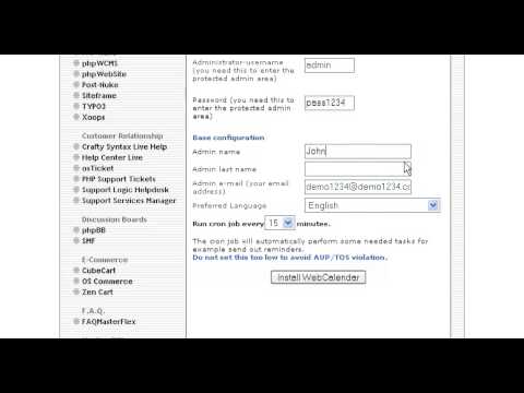 How to install WebCalendar from Fantastico