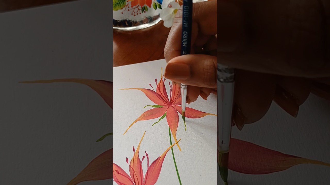 Three Colours in one stroke painting # Delicate Flowers Painting # Easy one stroke painting ideas