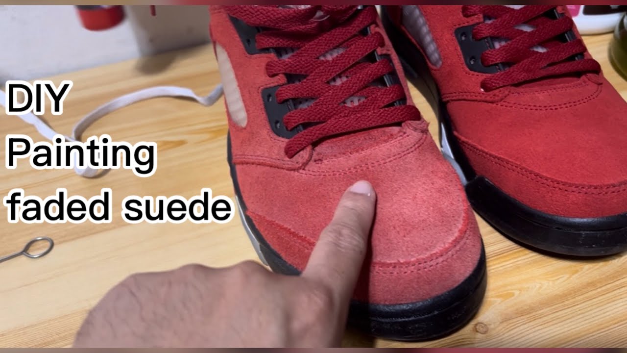DIY - Painting Jordan 5 Raging Bull Suede material