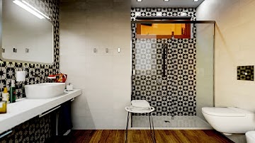 AMD Radeon™ ProRender: Bathroom in Ray-Tracing Rendering, created with ACCA Edificius-AIrBIM