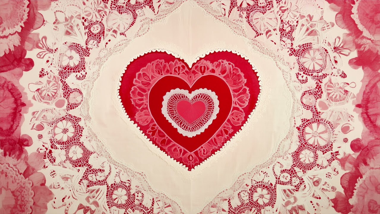 Heart Valentines Art Screensaver for Frame TV | Coquette Lace Art Mode TV Decor | No Music | 3 Hours