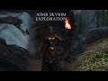 Asmr  skyrim gloomy  cozy forest exploration with rain and sunset