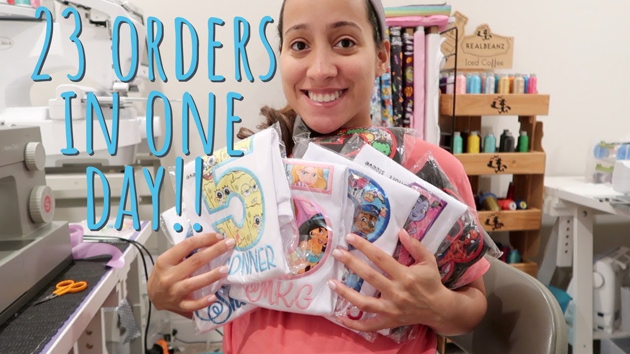 EMBROIDERING ORDERS! Shirts, Tutus & Ribbon! Work Motivation Embroidery Business Vlogs, ETSY SELLER