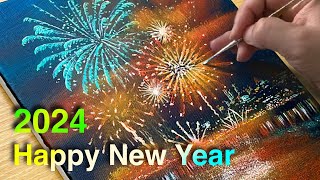 How to Draw New Year's Fireworks / Acrylic Painting for Beginners