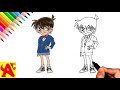 رسم المحقق كونان من انمي المحقق كونان باسهل طريقة خطوة بخطوة     