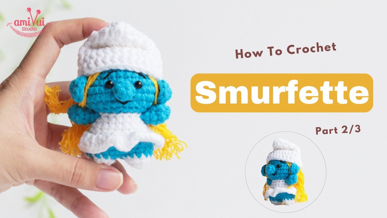 #513 | Smurfette Keychain Amigurumi (2/3) | Character Crochet Tutorial | AmivuiStudio