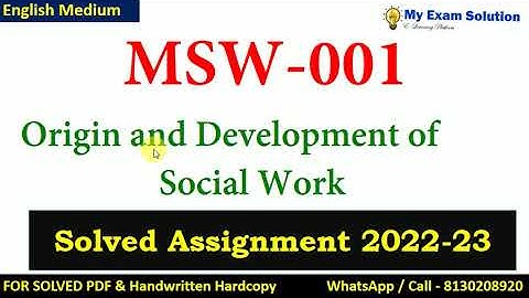 MSW 001 SOLVED ASSIGNMENT 2022-23 | English Medium  | IGNOU Solved Assignment 2022-23