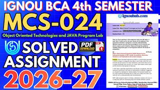 MCS-024 Solved Assignment 2026-27 | IGNOU BCA 4th Semester Assignment Solution| July 2026 & Jan 2027