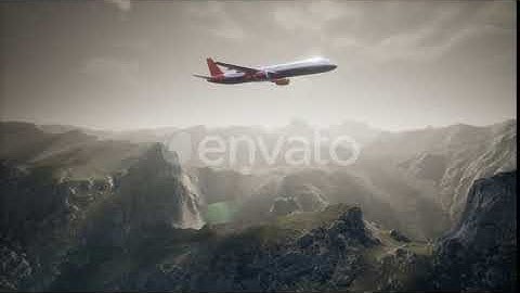 Passenger Aircraft Over Mountain Landscape | Motion Graphics - Envato elements