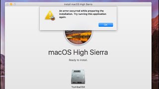 Fixing Reinstallation Mac OSX issue 'error occurred while preparing the installation