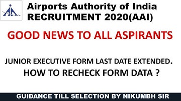 AAI JUNIOR EXECUTIVE (ATC/AO/TECHNICAL) ONLINE FORM LAST DATE (2021) EXTENDED
