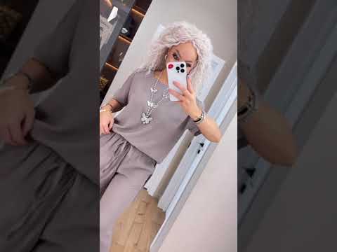 Стильний жіночий костюм — штани та футболка (Розмір XS-S(42-44), M-L (46-48), XL-XXL (50-52), 3XL-4XL), бежевий, відео 2