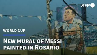 Mural in Messi’s honour painted on his childhood house in Rosario | AFP