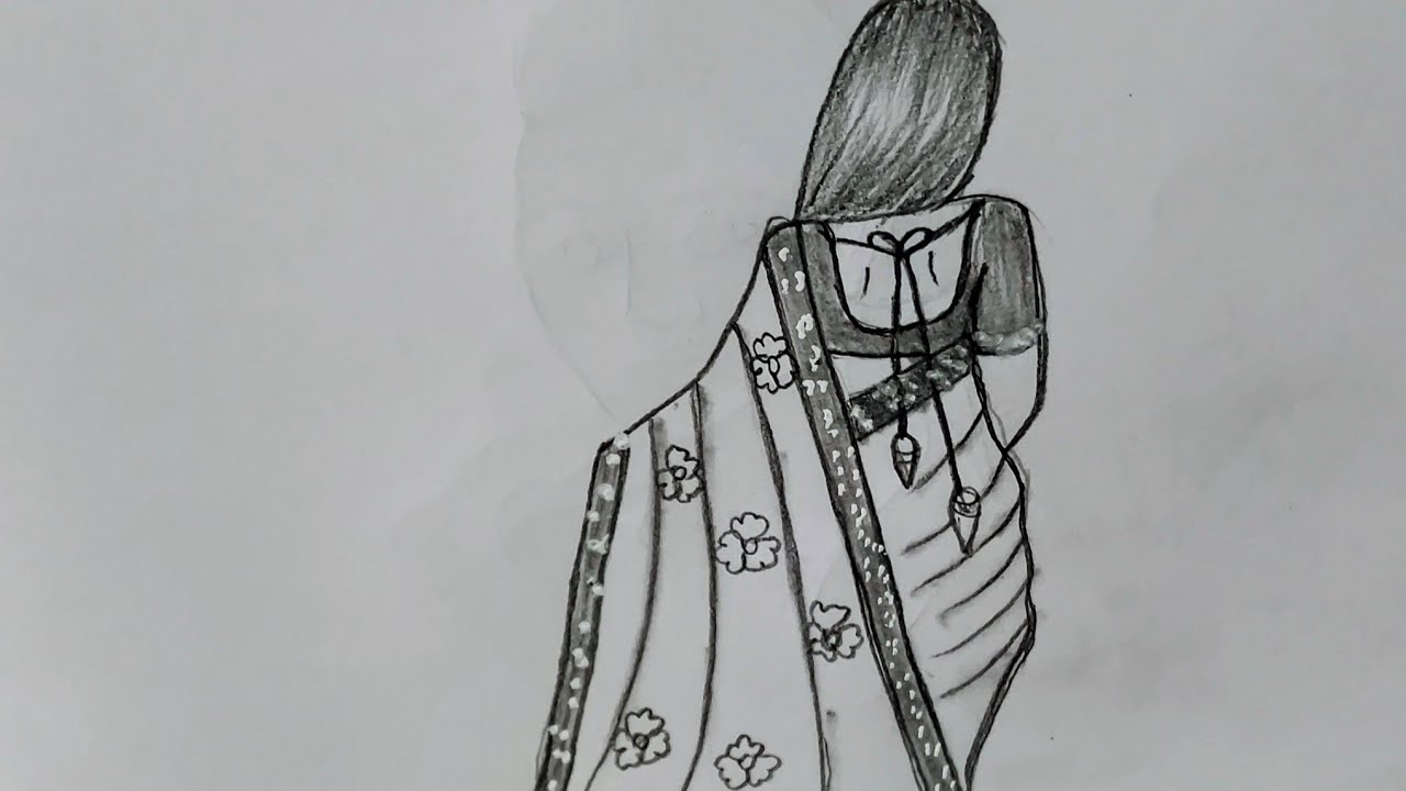 How to draw beautiful lady in sadi #ruchikaartcreation #drawing #easyartlover #viralvideo #artwork 