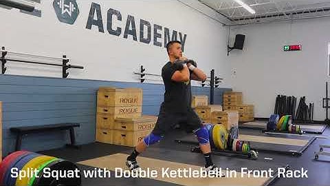 Split Squat with Double Kettlebell in Front Rack