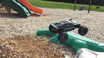 Traxxas Rustler Bashing at the park Slow-mo 240FPS