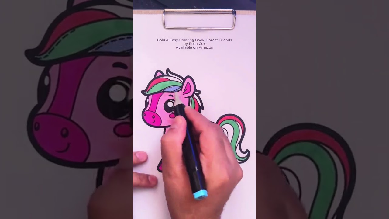 🎨 ASMR Coloring a Cute Horse 🐴 from "Forest Friends" | Relaxing Marker Session ✨