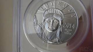 プラチナイーグル　100ドル　1オンス2014 $100 Platinum Eagle MS70 PCGSファーストストライク モイサイン入り