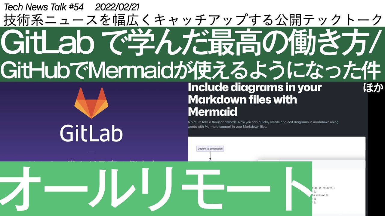 GitLab で学んだ最高の働き方/GitHubでMermaidが使えるようになった件他【LAPRAS Tech News Talk #54 ...