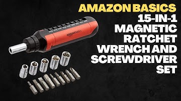 Amazon Basics 15 in 1 Magnetic Ratchet Wrench and Screwdriver Set