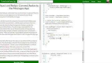 freeCodeCamp   React and Redux: Connect Redux to the Messages App