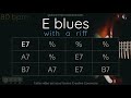 E blues with a riff  blues backing track  80 bpm