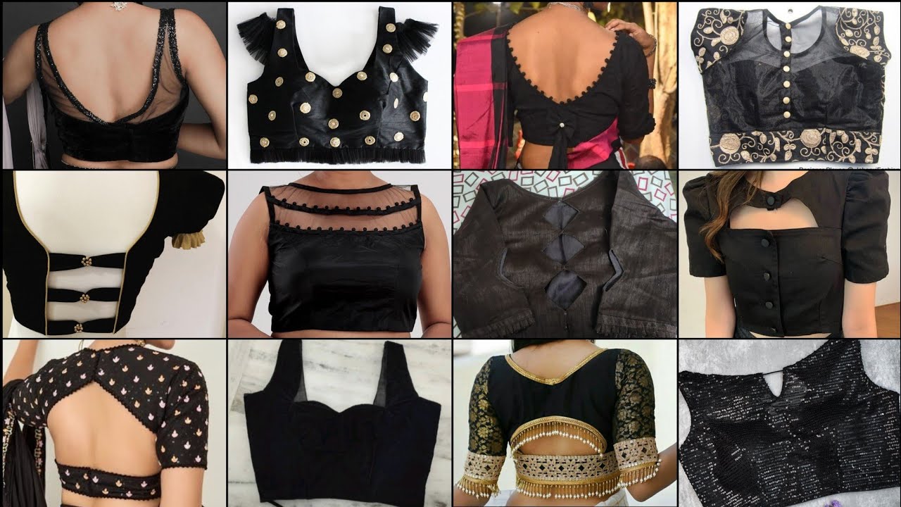 Black Blouse Designs Latest/Black Colour Blouse Design Back/Simple ...
