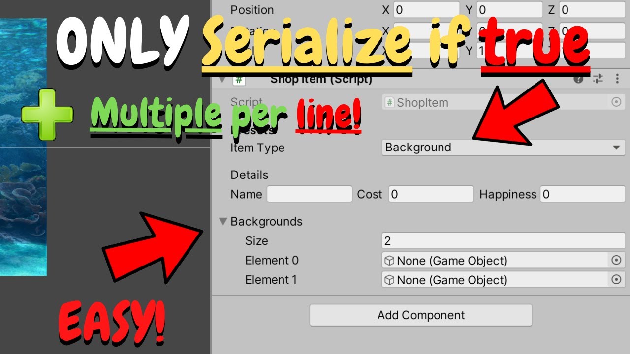 Custom Inspector - Only Serialize If True (Lists And Multiple Per Line) Unity Tutorial