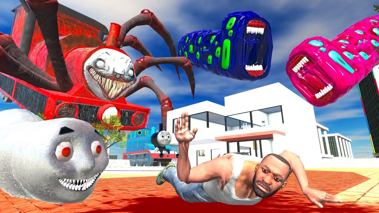 Evil Thomas VS Train Eater & Choo Choo Charles - INDIAN BIKES DRIVING 3D