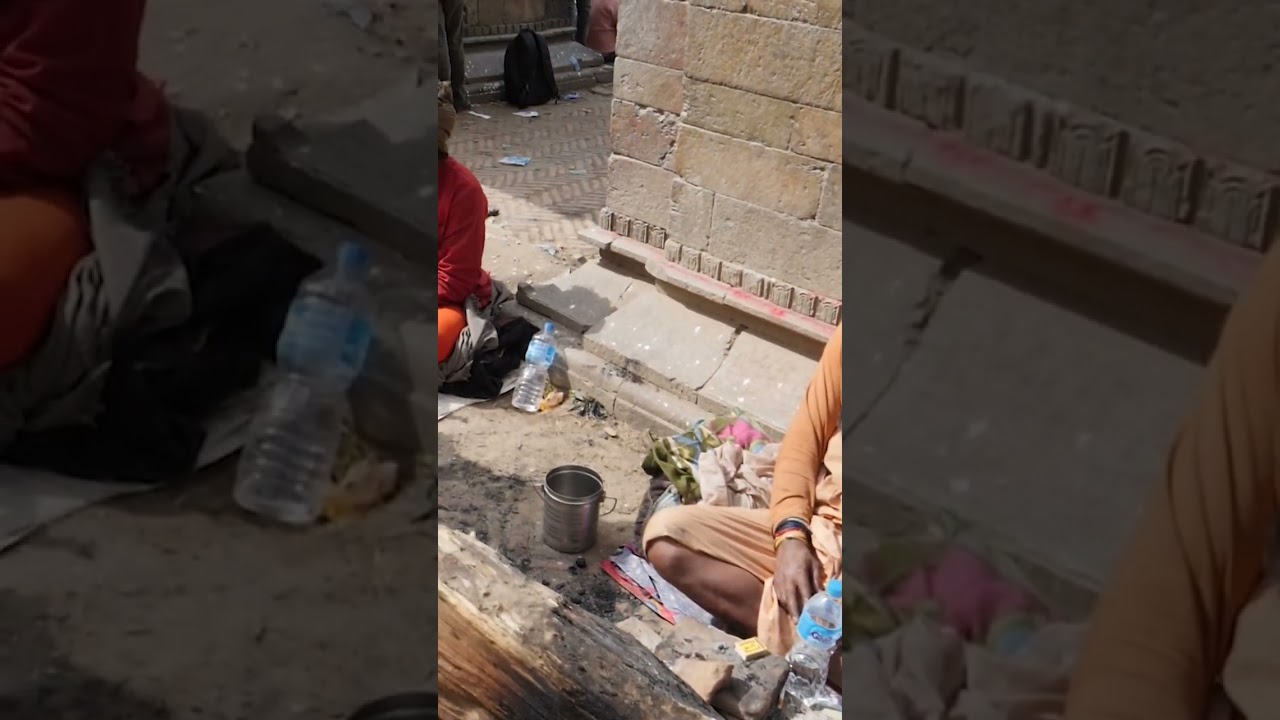 Cinematic travel footage. Kathmandu Nepal. Sadhus at Shivarati Holy festival.