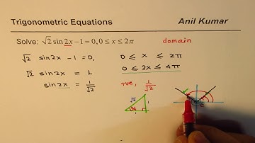 sqrt2 sin2x - 1 = 0 Trig Equation Solution in Radian Exact Value