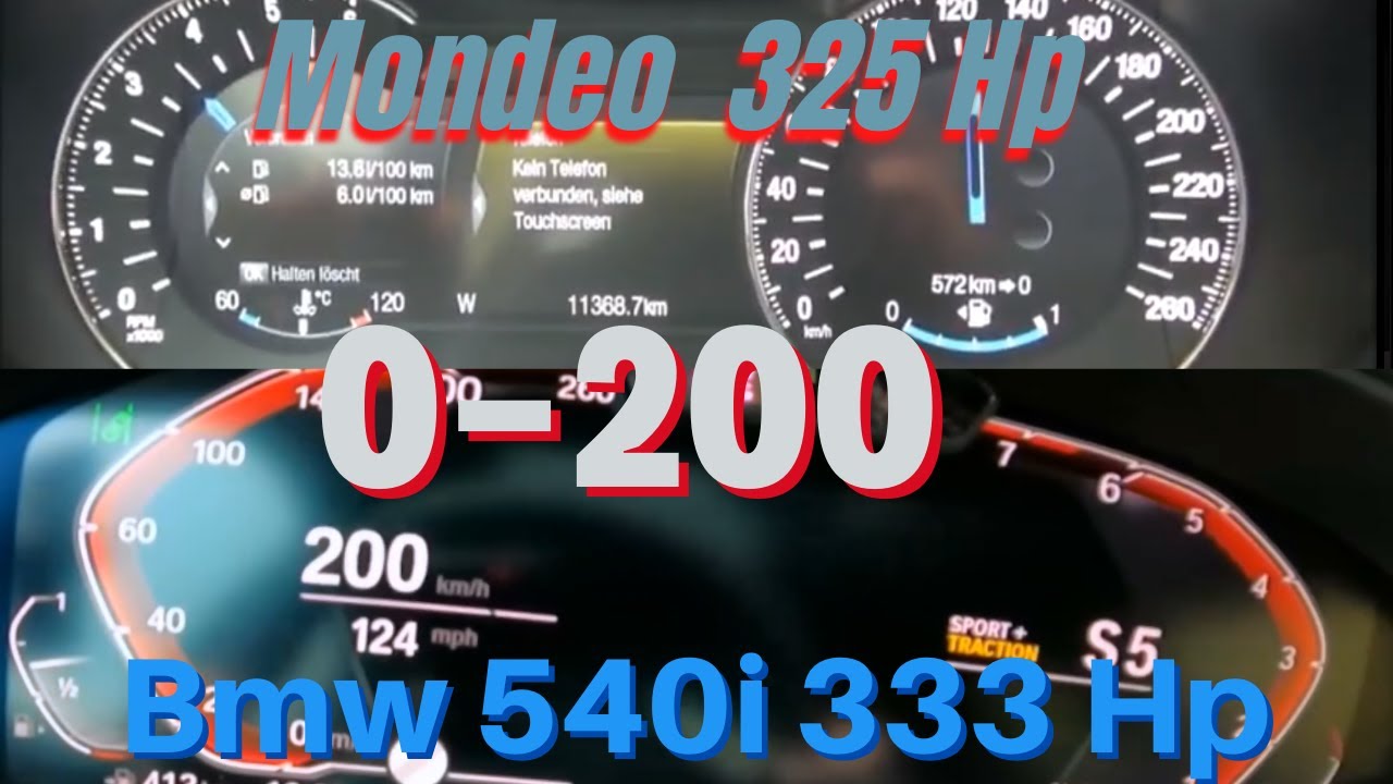 Bmw G30 540i 333Hp Xdrive VS Ford Mondeo Fusion 2.7 V6 Ecoboost 325 Hp 0-200 Kmh