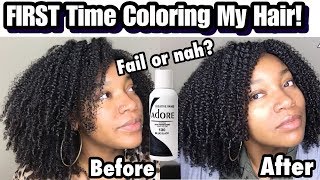 Coloring My Natural Hair for the FIRST Time! Adore Blue Black Semi-Permanent Hair Color on Dark Hair