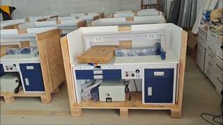 Professional dental lab workbench for efficient and organized laboratory work.