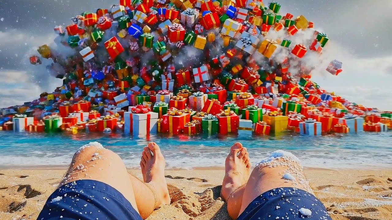 Christmas Tsunami Wave POV 🌈🌊 | Unreal Beach Experience #pov #tsunami #beach #christmas