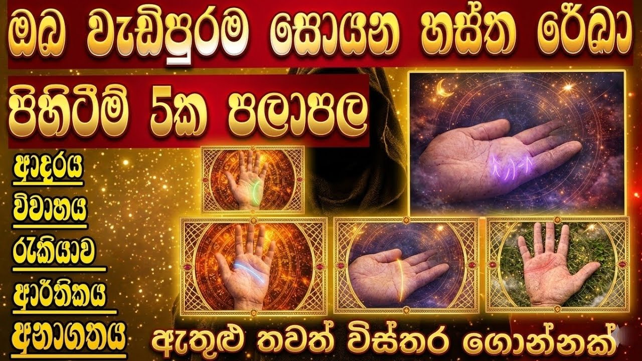 Hastha reka palapala | හස්‍ත රේඛා පලාපල | විවාහය , ආයුශ , ආදරය , රැකියාව , අද්‍යපනය , ලෙඩ රෝග,ලැබීම්