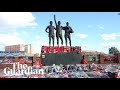 Fans flock to Old Trafford to pay respects to late Sir Bobby Charlton