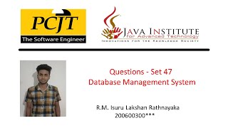 Question Set 47 | Database Management System | Java Institute | Isuru Lakshan Rathnayaka