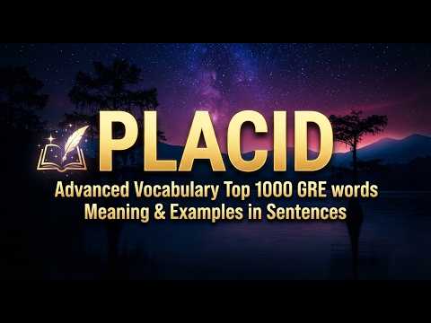 PLACID (adjective) Meaning, Pronunciation, Example Sentences | GRE | GMAT | ENGLISH VOCAB | SATS