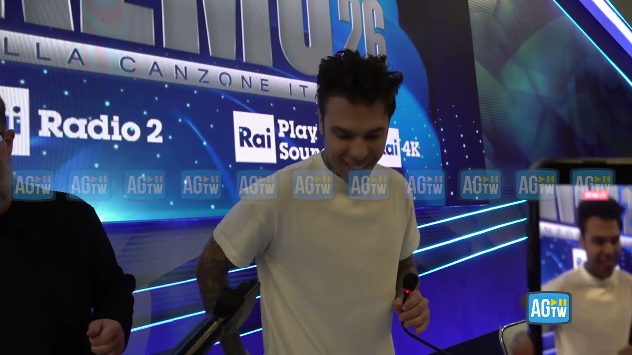 Sanremo, Fedez e Masini aprono le conferenze in sala stampa: «Festini bilaterali? No, camomille»