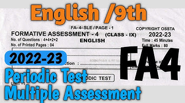 9th Class English PeriodicTest AnswerKey FA4 ||English Multiple Assessment Answer key  FA4 2022-23