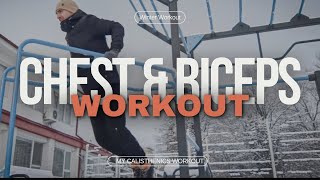 ❄️ASMR❄️ Chest & Biceps Workout | My Calisthenics workout Winter Session 🥶