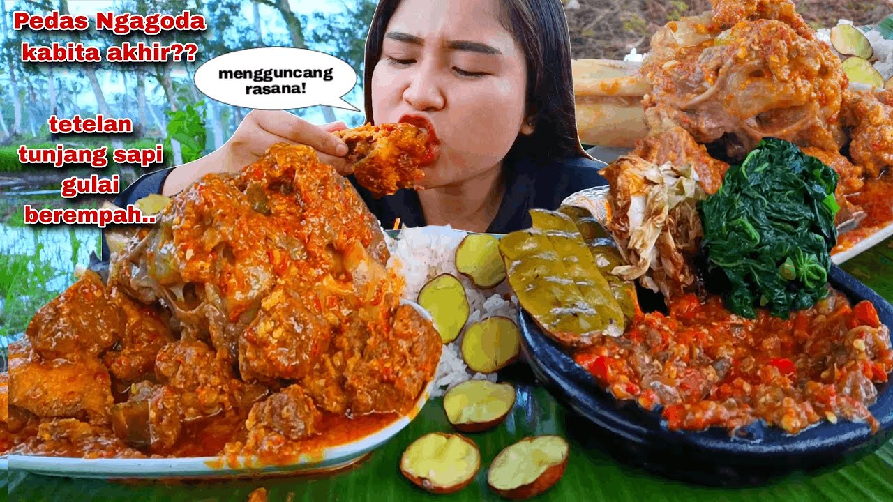 GURIH LEUKOH ⁉️ GULAI PEDAS TETELAN TUNJANG SAPI SAMBAL TERASI LALAPAN JENGKOL  MENTAH PETE GORENG