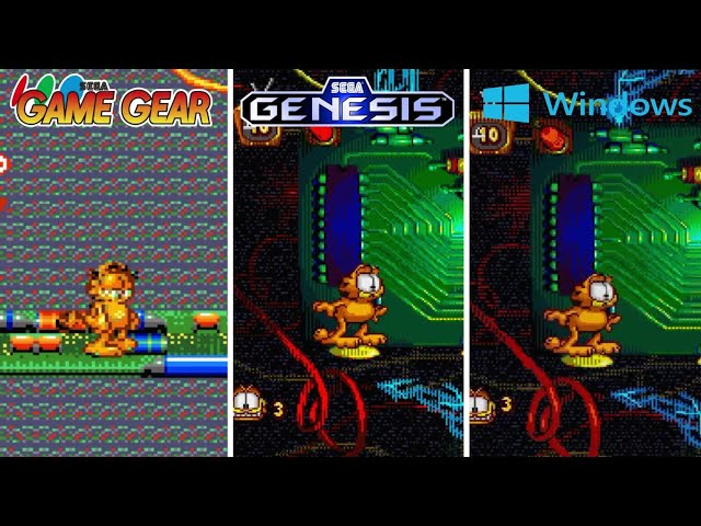 Garfield: Caught in the Act [1995] Sega Game Gear vs Sega Genesis vs Windows (Version Comparison) class=